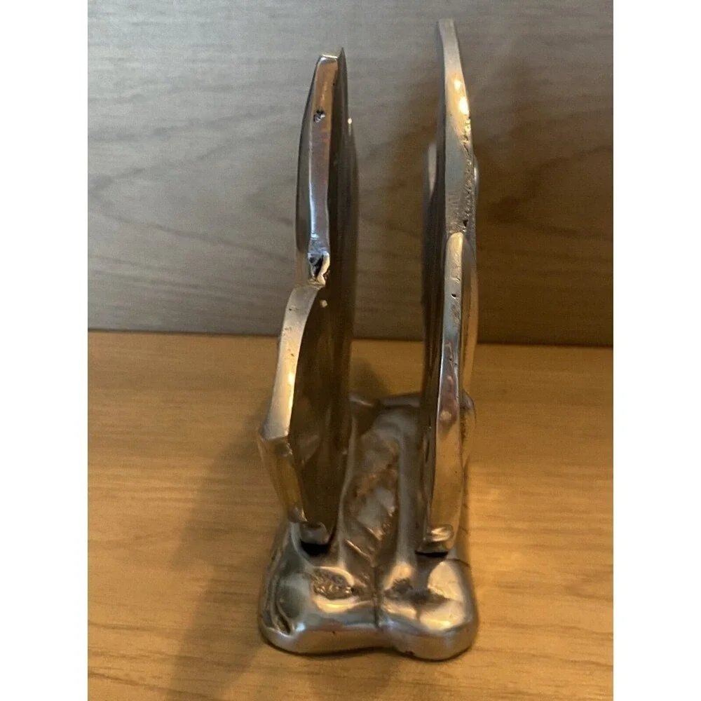 Vntg Cast Aluminum Lily Napkin Letter Mail Guest Towel HOLDER Silvertone